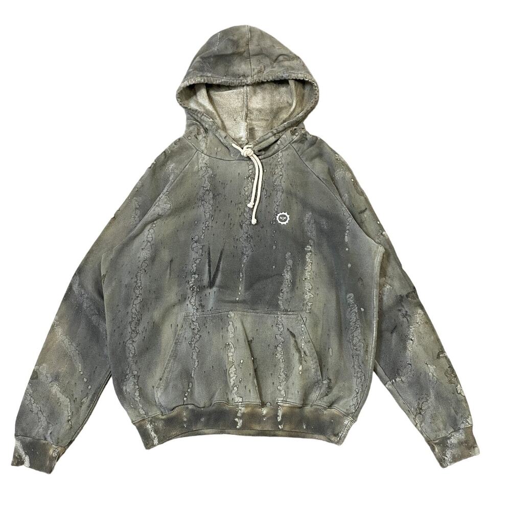 Big Bud Press Distressed Olive Green Grey Tie-Dye Hoodie